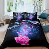 Butterfly Duvet Cover Set 3D Print Purple Insect Dreamy Light King Queen Comforter Cover For Kid Boy Girl Polyester Bedding Set