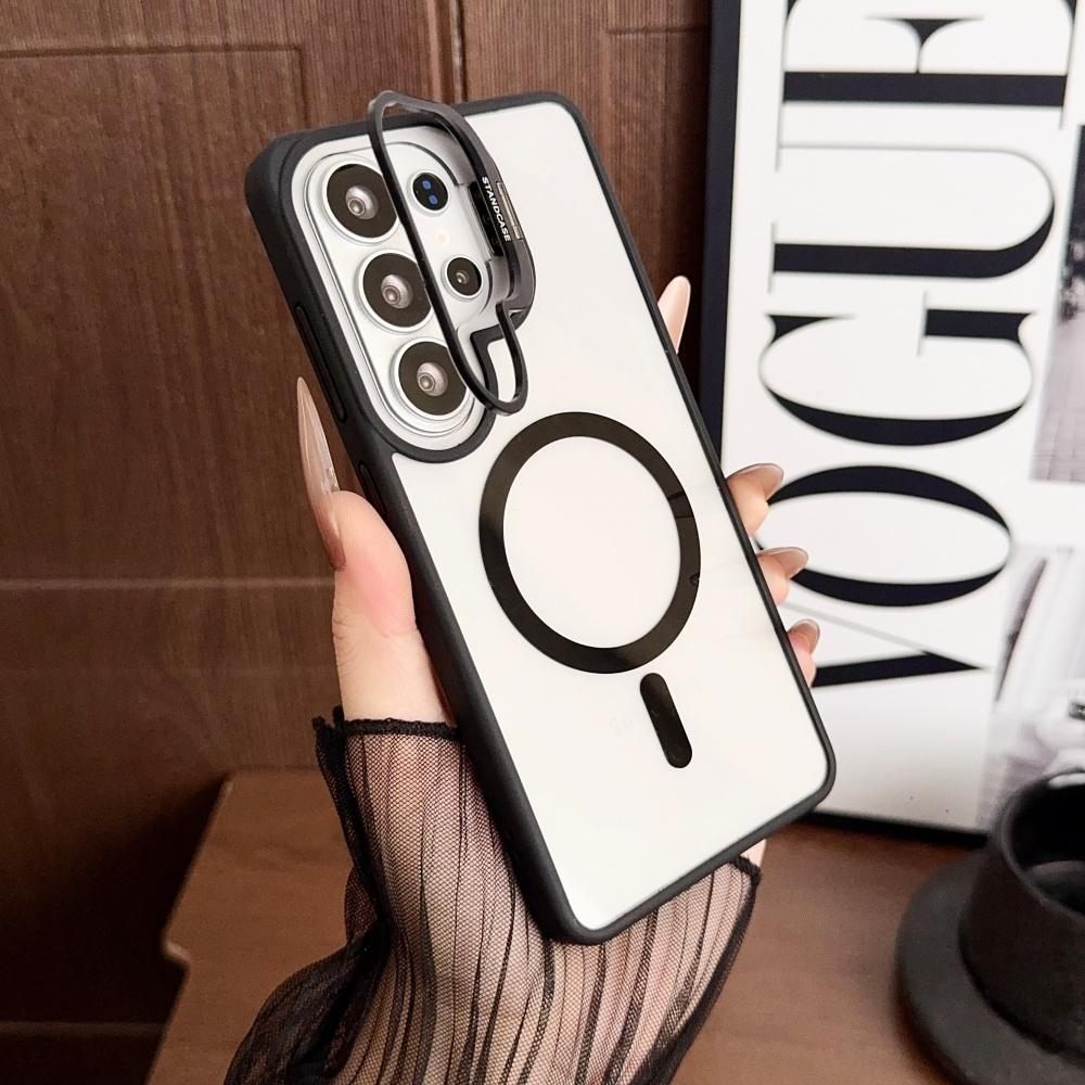 For Magsafe Camera Fold Stand Holder Bracket Phone Case For Samsung S26 S25 Ultra Plus A56 A36 A06 Stand Magnetic Cover
