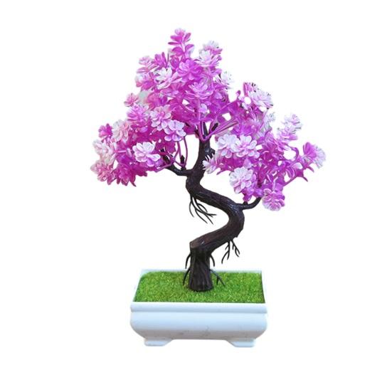 Artificial Bonsai Tree Indoor Small Fake Plants with Resin Pot for Home Office Desk Shelf Bathroom Bedroom Living Room Decoration