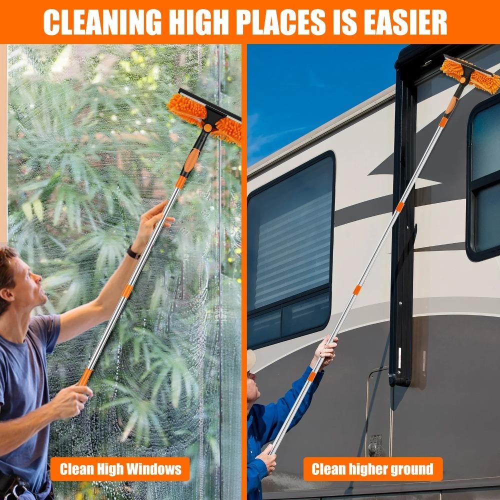 Long Duster Window Cleaning Squeegee 2 In 1 Washing Window Washing Kit  For Indoor Outdoor Mirror