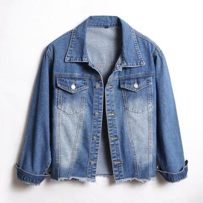 Abrigo vaquero Chaqueta corta holgada con volantes para mujer