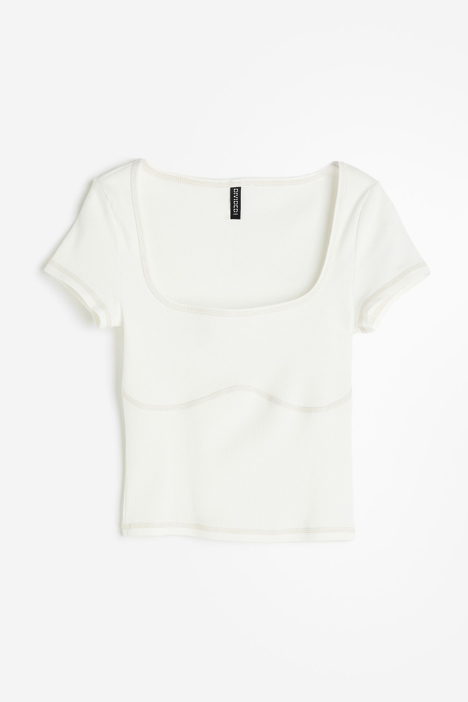 

Flatlock-seam ribbed top