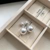 Sterling silver needle real hemp gray pearl earrings women's light luxury temperament two-wear stud earrings unique niche earrings
