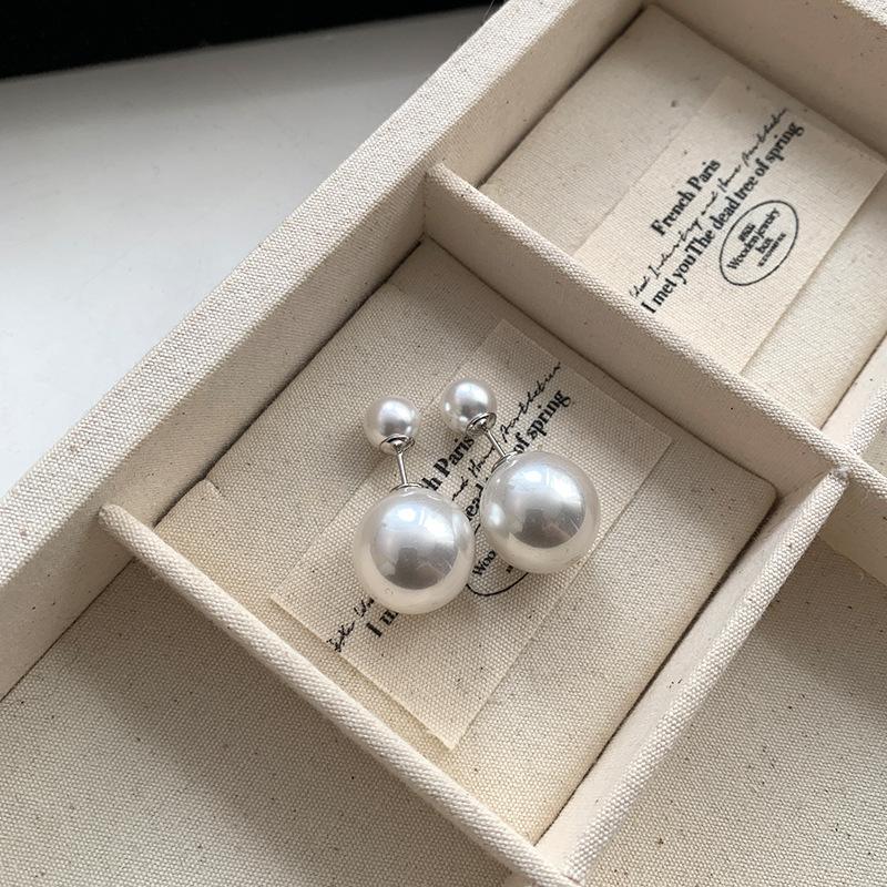 Sterling silver needle real hemp gray pearl earrings women's light luxury temperament two-wear stud earrings unique niche earrings