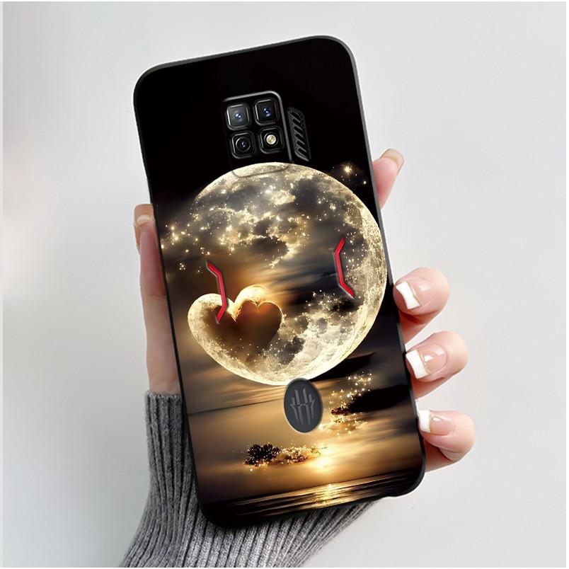 For Nubia Red Magic 7 Pro Case NX709J Back Cover Cute Heart Rabbit Black Soft TPU Phone Case For Red Magic 7S Pro NX709S Shell