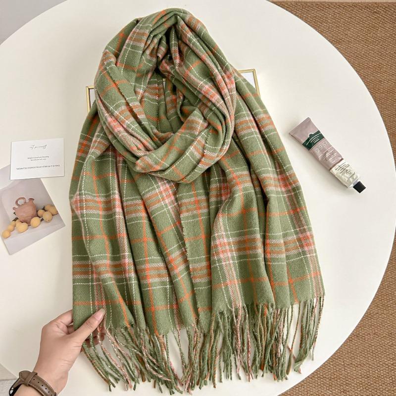 Scarf Women's Winter Premium Plaid Shawl Student Couple Warm Thickened Scarf