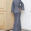 2025 V-neck Sequined Trumpet Sleeve Evening Dress