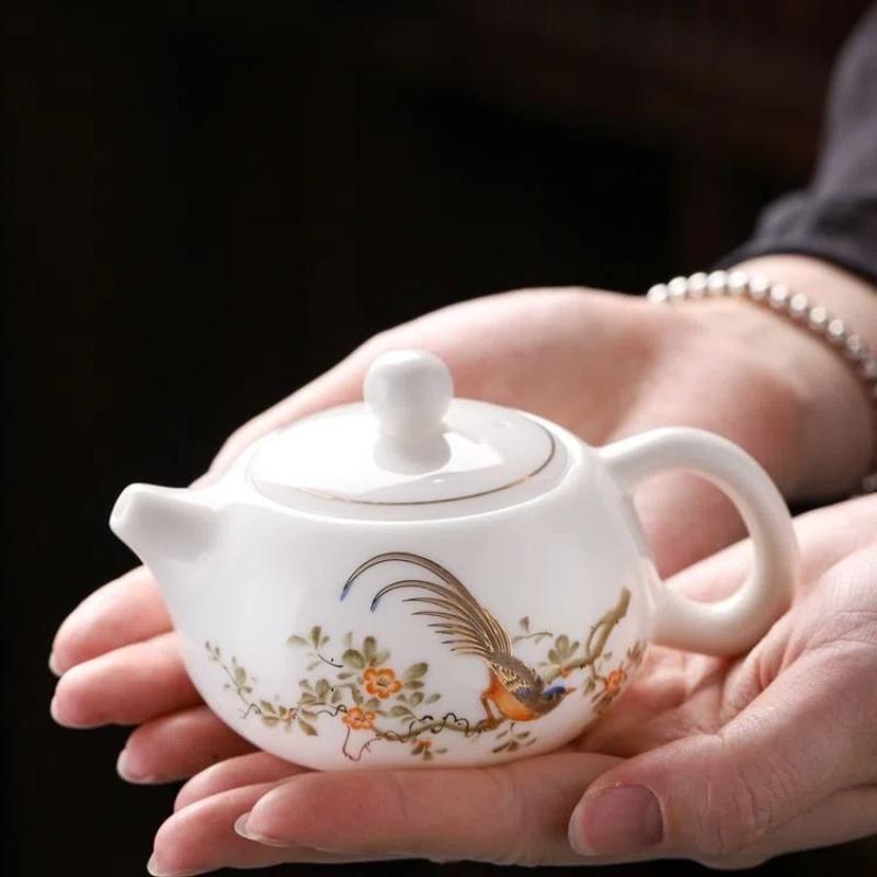 160ML Elegant Jade-White Ceramic Xishi Teapot – Classic Chinese Teaware for Home Brewing & Daily Tea Rituals