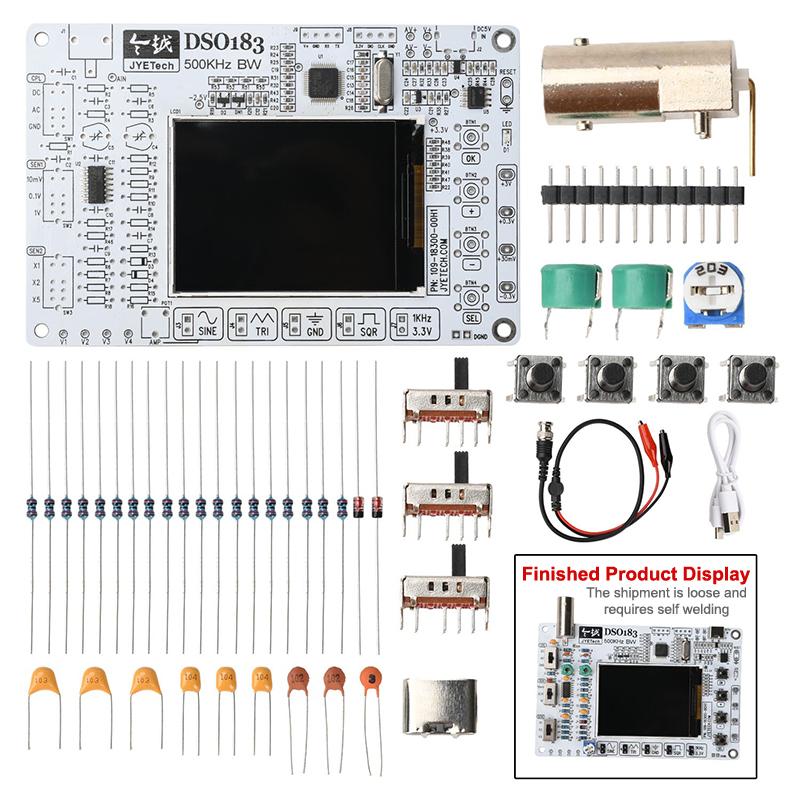 DSO183 DC 5V DIY Digital Oscilloscope Kit 0-500kHz Oscilloscope Electronic Soldering Kit Type-C Interface Suitable For Teaching