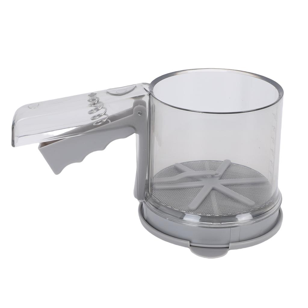 2 Layer Flour Sifter Baking Powder Sieve Stainless Steel Mesh One Hand Squeeze Mechanism for Flour Sugar Powder