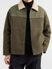 Men's Winter Short Suede Jacket with Velvet Lapel and Lamb Wool Padding