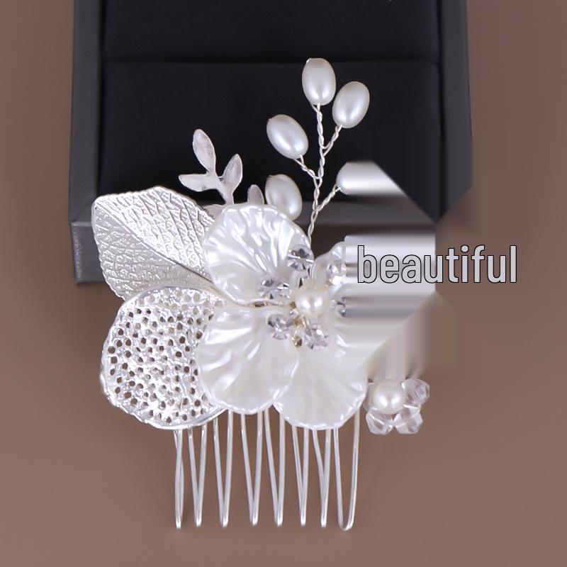 Pearl Leaf Wedding Hair Comb - Handmade Bride Headdress