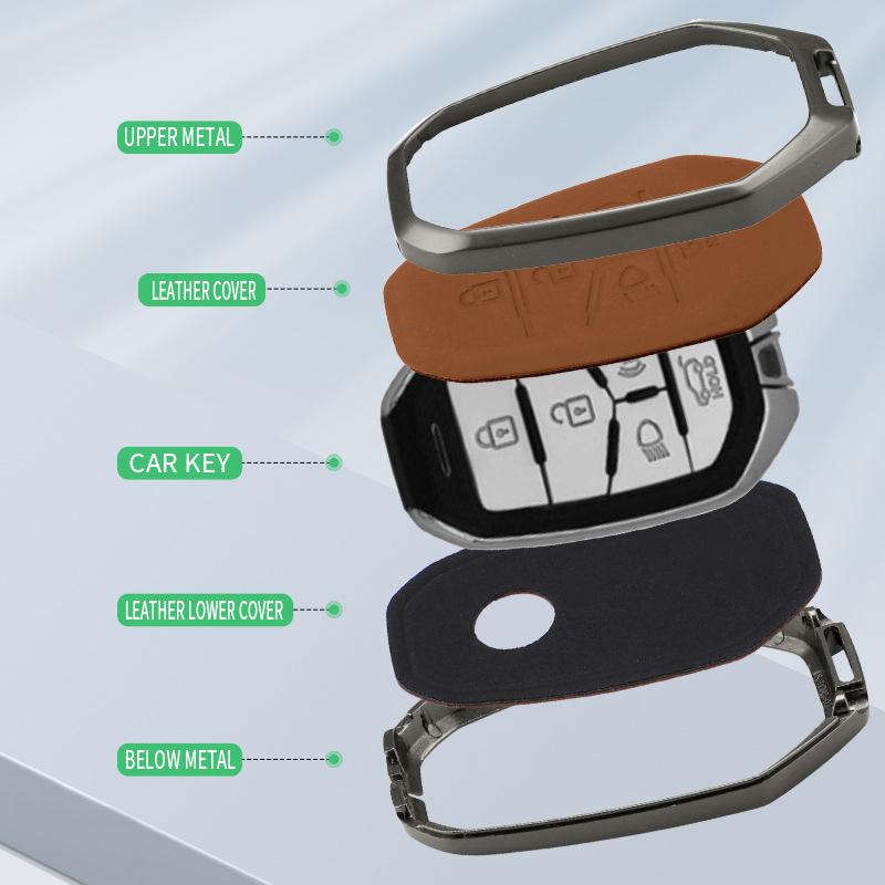 Originální kožené pouzdro na klíče pro SsangYong Korando/Rexton s kovovou přezkou