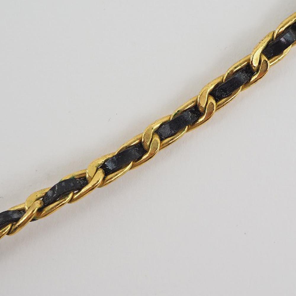 Chanel Collar de cinta con moneda gargantilla vintage chapado en oro/negro Cinta de oro/pedrería 23.7g Mujer Usado