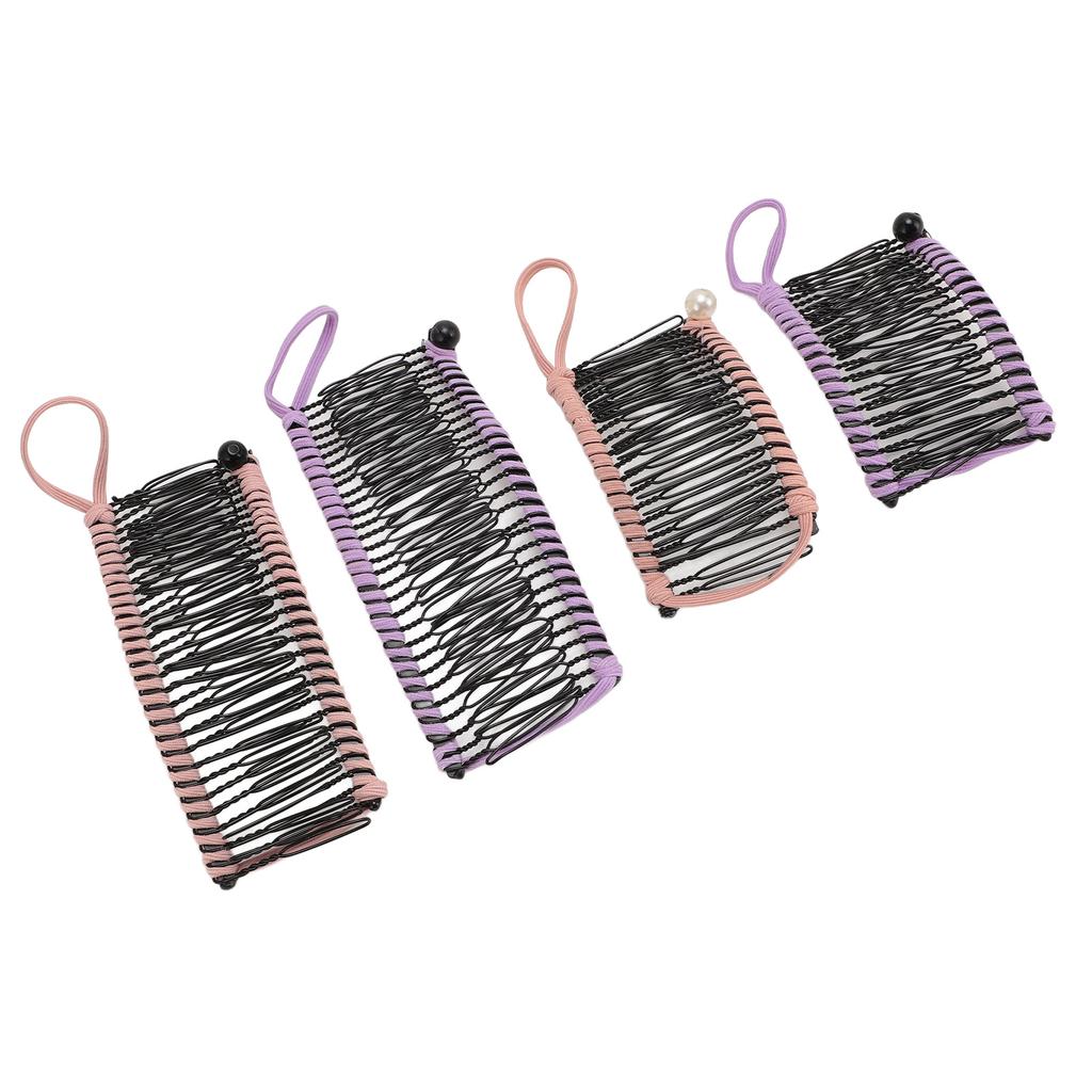 4pcs Stretchy Banana Hair Clip Vintage Decorative No Pressure Non Crease Clincher Comb Tool for