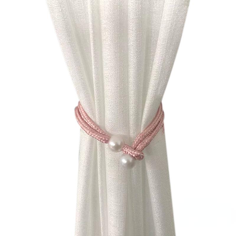 Elegant Fabric Curtain Holders with Pearl Accents