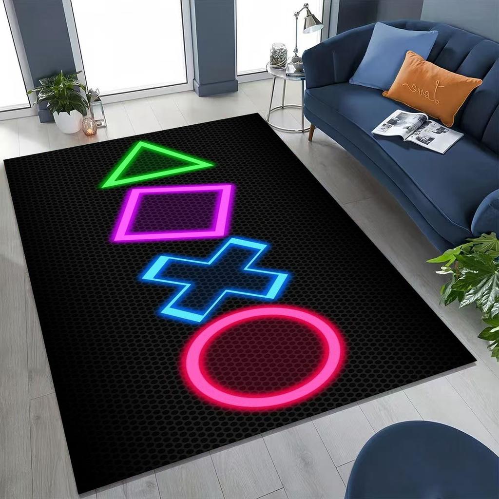 27 Stil Gamer Zone Game Controller Cartoon Spielzimmer Teppich für Schlafzimmer Wohnzimmer Sofa Zuhause Fußmatte Dekoration, Rutschfeste Bodenmatte