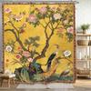 Vintage Flower Floral Bathroom Shower Curtain Retro Crane Chinese Botanical Art Polyester Fabric 12 Plastic Hooks Waterproof
