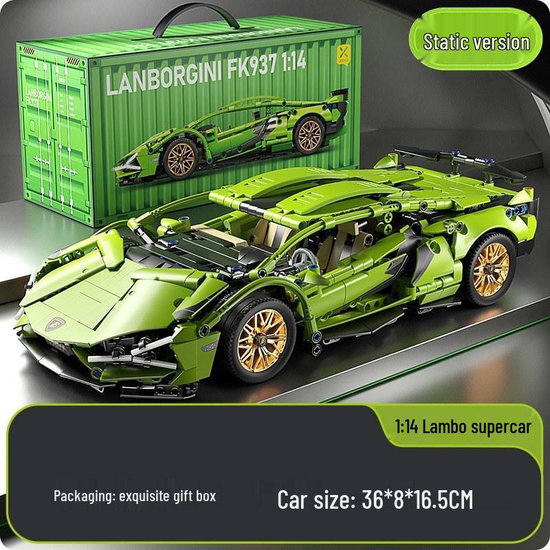 Совместимый с LEGO 1:14 Зеленый Бык Lamborghini Модель Спортивного Автомобиля Строительные Блоки