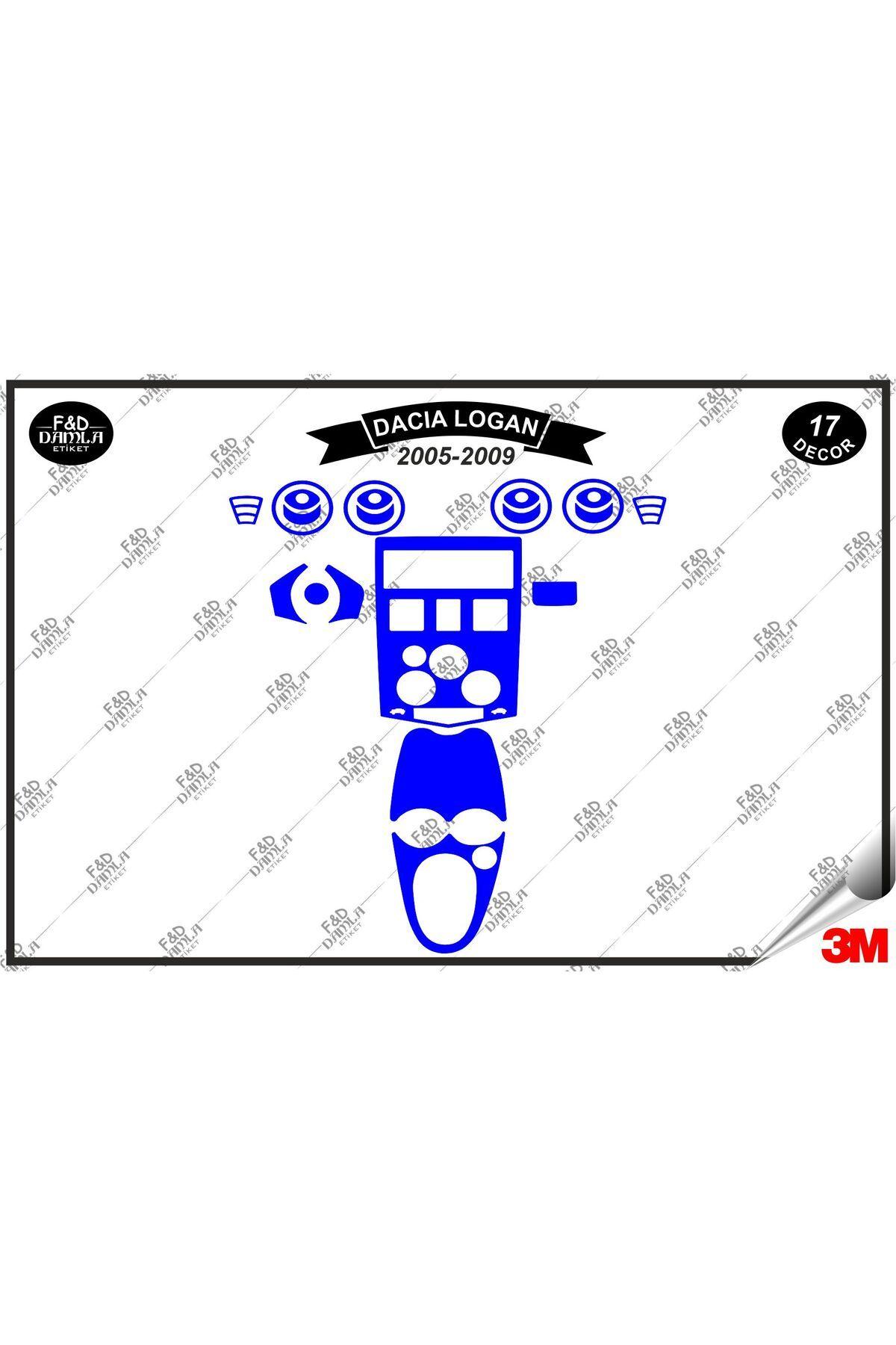 

Dacia Logan 2005-2009 Torpido Konsol Trim Göğüs Maun Kaplama Set 17 Parça Mavi