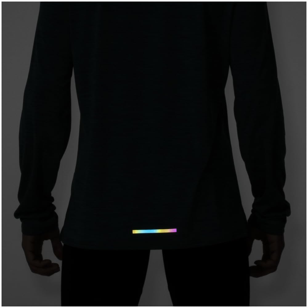 Mizuno Running Wear Quick Dry Long Sleeve Aurora Sweat Absorbent Quick Drying Reflective Print J2MAA520 Evergreen T-Shirt Men's
