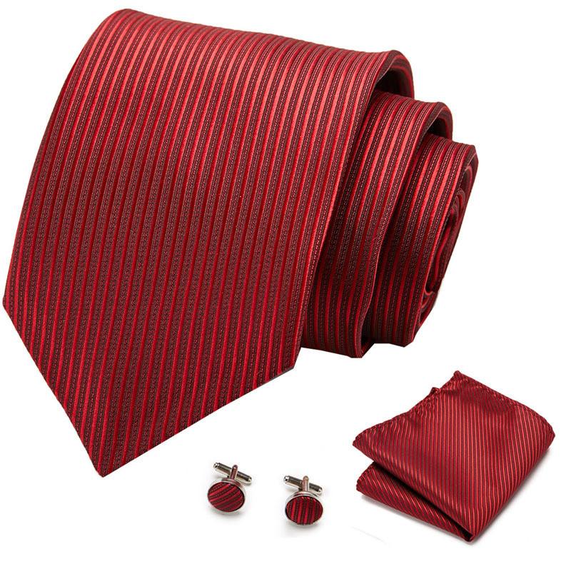 Formal Shirt Business Tie Wedding Banquet Men's Polyester Red Black Hand-tied Long Tie