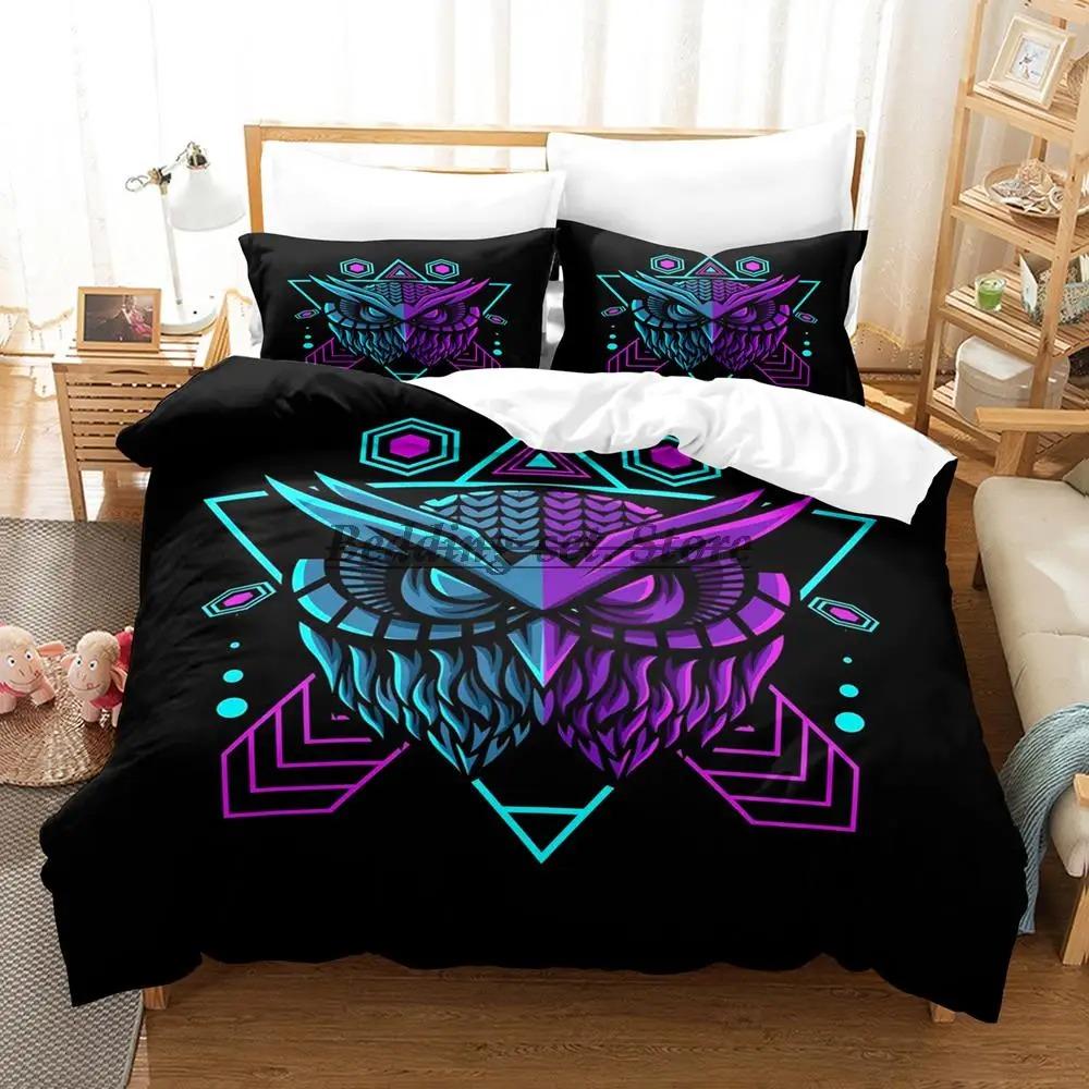 

Lightweight Modern Single Twin Full Queen King Kawaii Anime owl Size Bed Aldult Kid Bedroom Duvetcover Sets 3D Print Quilt Comforter (quilt)-EU Single(135*200cm)3pcs