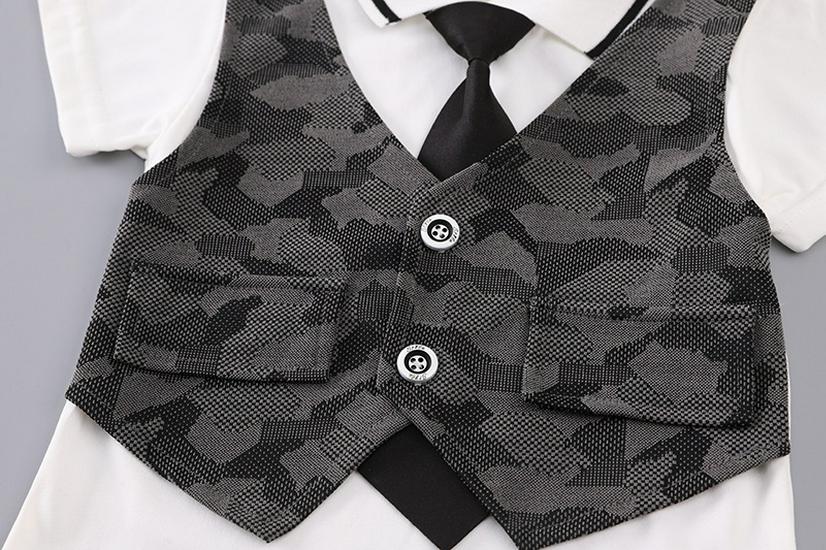 Summer Boys' Patchwork Tie Vest & Shorts Set