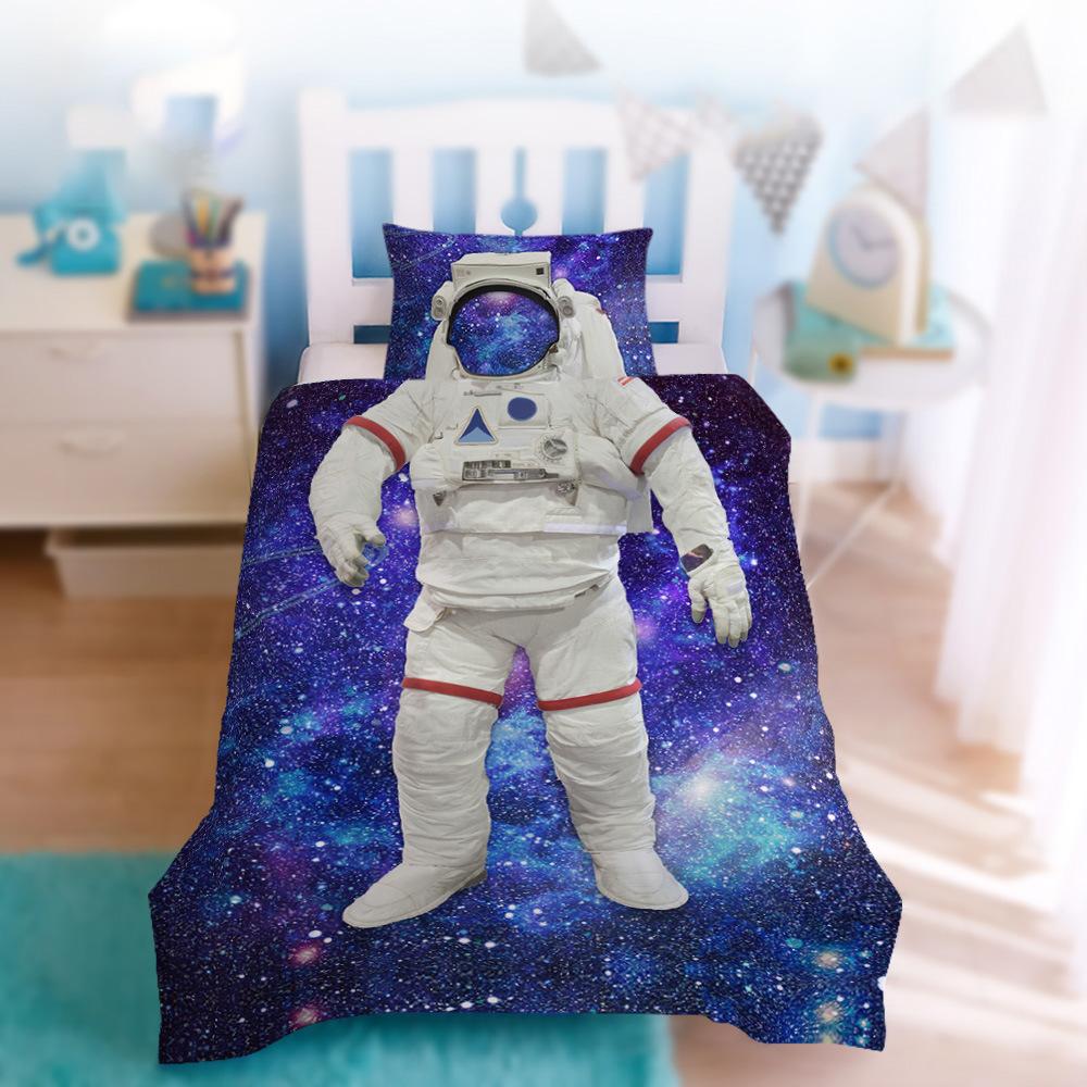 Quilt Cover Three-Piece Children'S Cartoon Bear Astronaut Digital Printing Kit Bedding