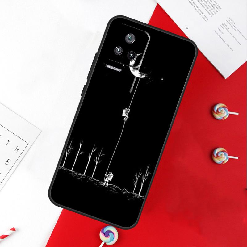 Black White Moon Space Astronaut Cover For Xiaomi 14T 11T 12T 13T Pro 13 14 15 Ultra POCO X7 Pro X3 X5 X6 F5 F6 M6 Pro Case