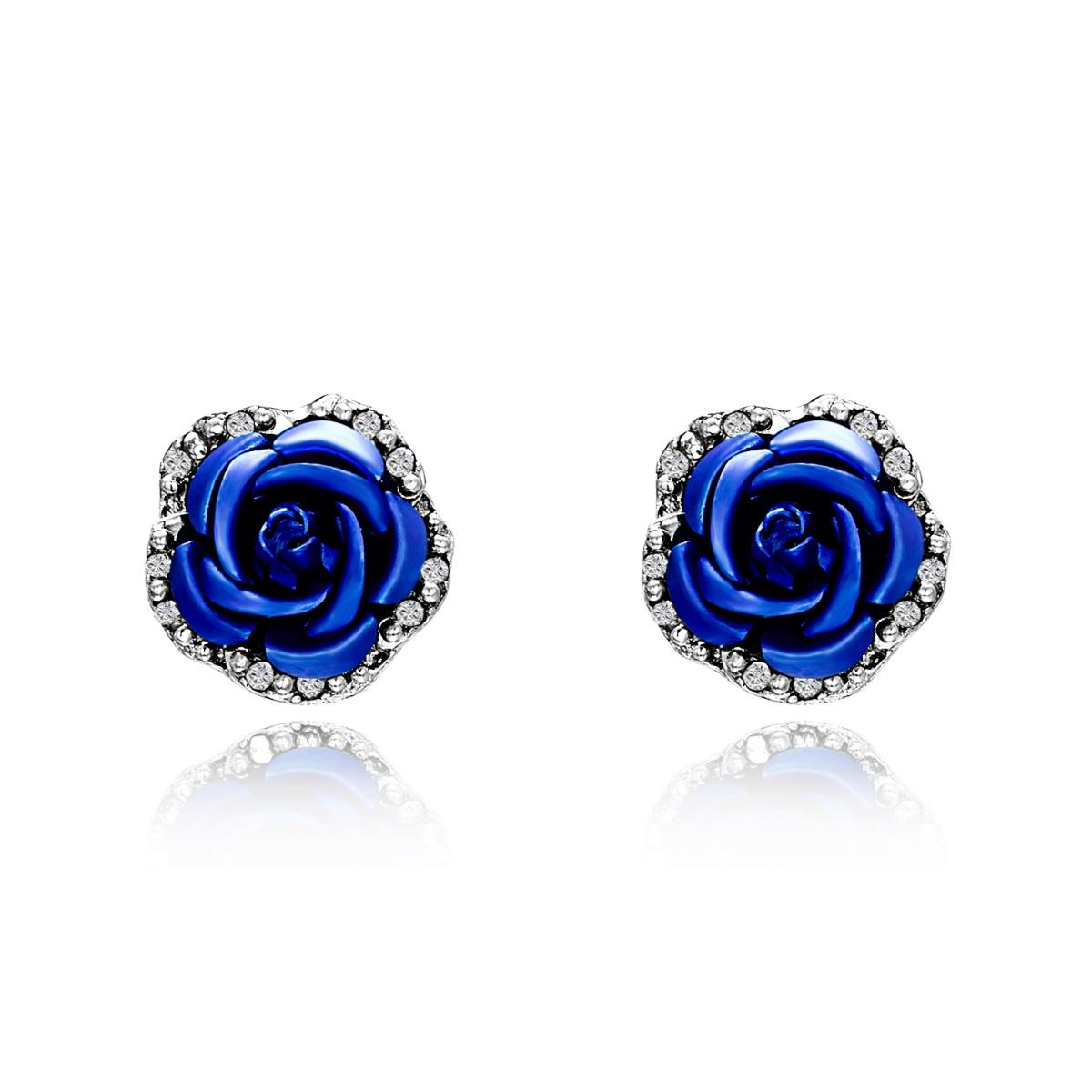 

Elegant Rhinestone Rose Flower Stud Earrings For Women Men Luxury Romantic Camellia Floral Plant Earrings Wedding Bridal Jewelry