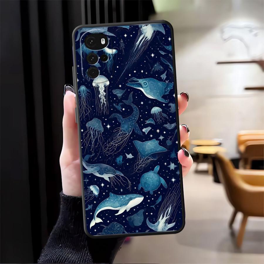Case for Motorola Moto G71 G51 G73 G50 G52 G53 G30 G32 Edge 20 Pro 30 Lite G60s G22 Edge40 Phone Cover Ocean Shark Whale Design