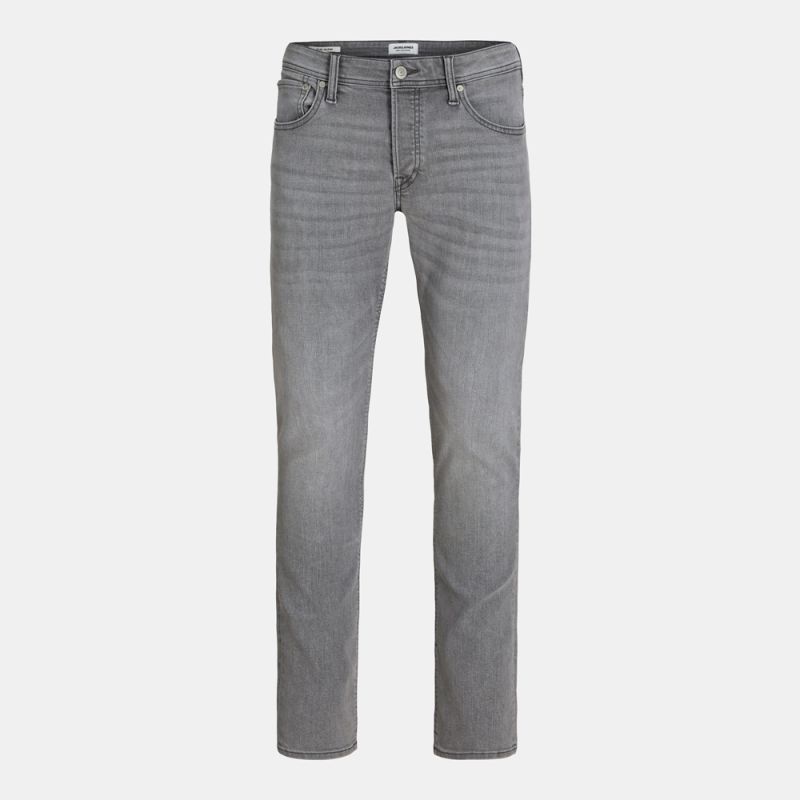 Zippered Jeans Grey Denim Clark Stretch Tapered Men JACK & JONES