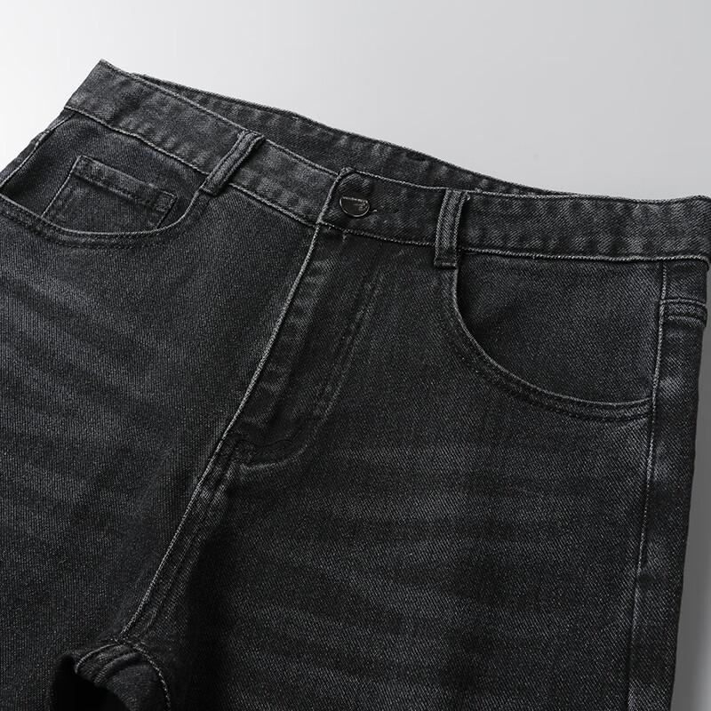 ROMON Men's Thickened Straight-Leg Stretch Jeans