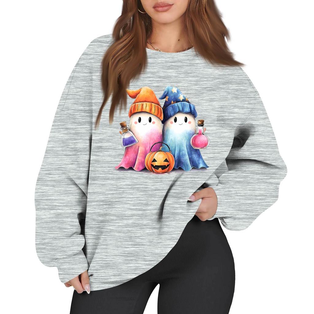 Women's Casual Fashion Long Sleeve Printed Round Neck Sweatshirt Top