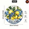 Vintage Lemon Floral Welcome Sign Rustic Aluminum Metal Wall Decor Indoor Outdoor