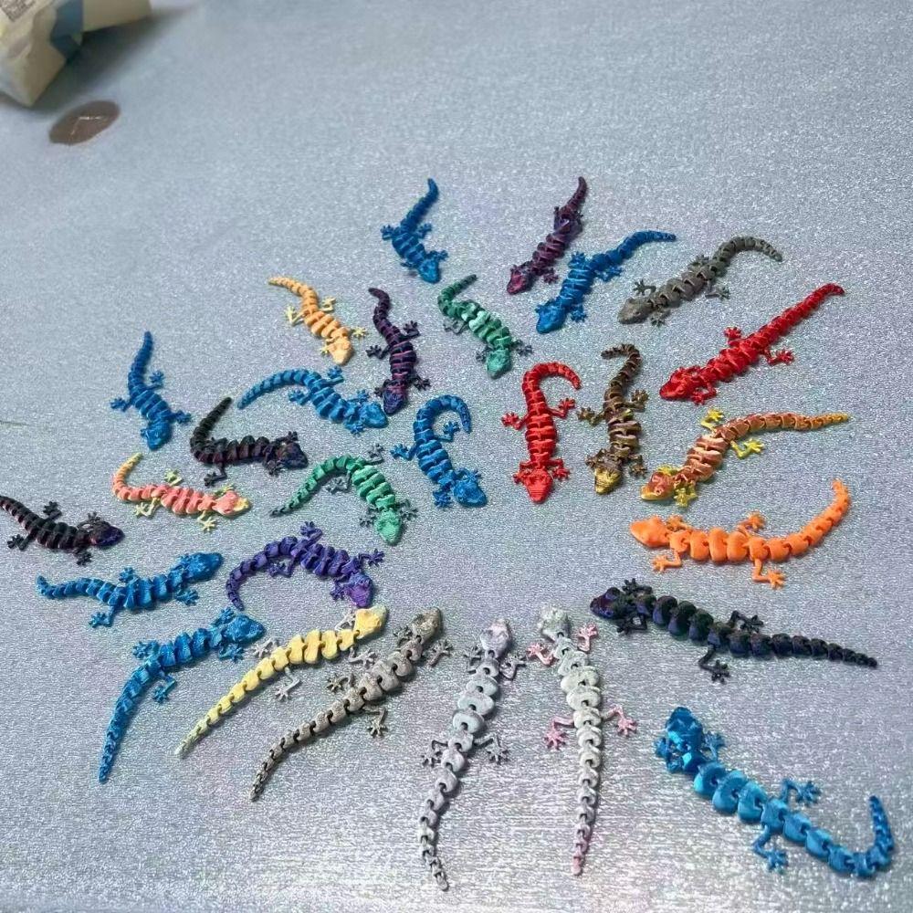 20Pcs Creative 3D Printed Gecko Model Lifelike Movable Joints Animal Model Indoor Decoration