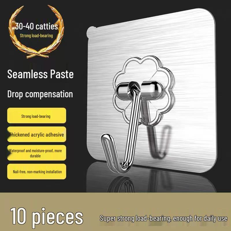 Strong No-Punch Adhesive Plastic Hooks - Transparent, Load-Bearing for Kitchens