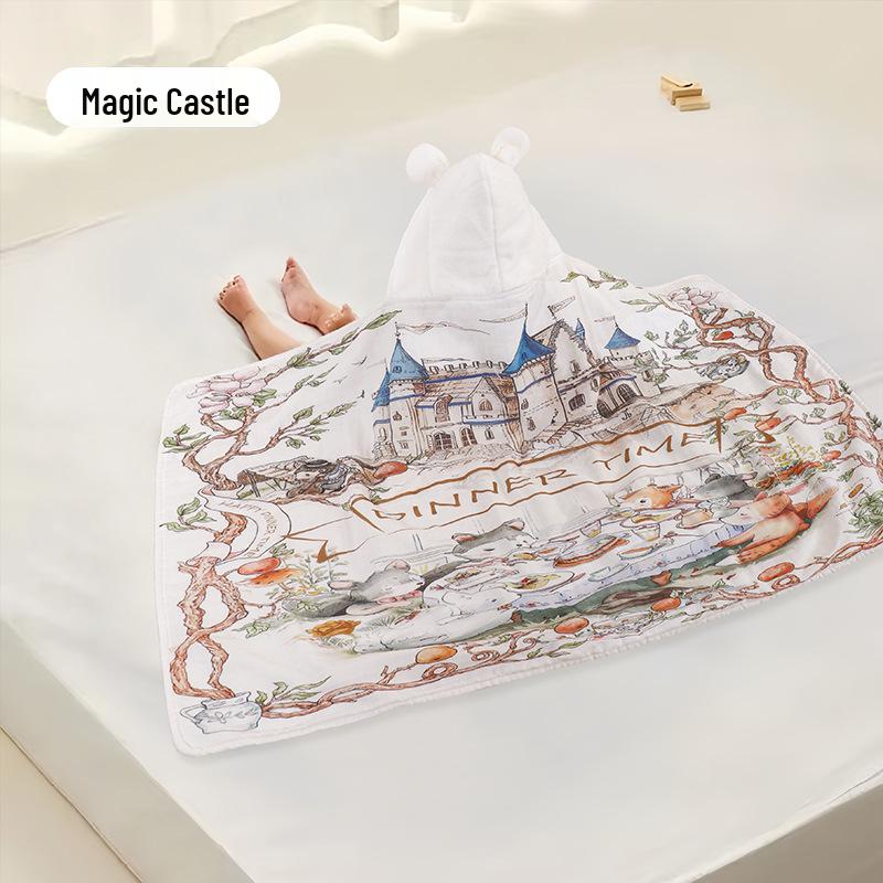 Hooded Coral Fleece Baby Bath Towel - Quick Dry, Water Absorbent, Swaddling Blanket for Newborns, Thickened for Autumn & Winter.