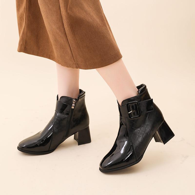 

Модные осенне-зимние новые мягкие удобные ботильоны на блочном каблуке с боковой молнией, зимние модные ботинки на каблуке для детей и женщин 42 чёрный