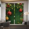 Christmas pine branch background printed curtains   pole bag curtains   Christmas decorations   home decorations   room decorations