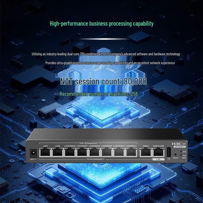 H3C UR7208E-P 10-Port 2.5G PoE Desktop Router (CN version)