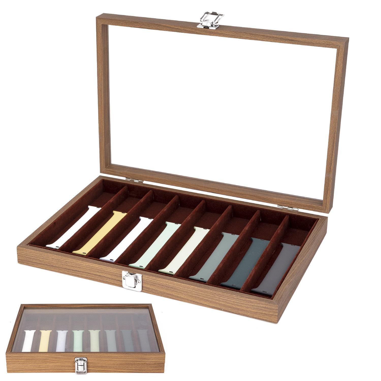 Classic Style 8/10 Slots Watch Display Case Organizer Jewelry Storage Box with Glass Top Jewelry Organizer Organizer Box