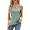 IHUASU Spring and Summer Solid Color Round Neck Sleeveless Vest Metal Ring Loose Top