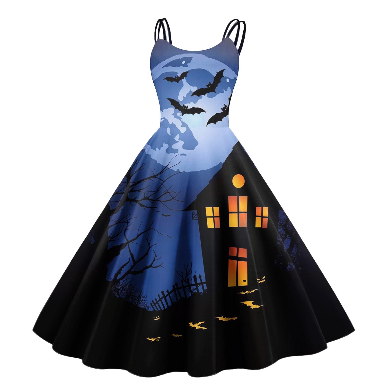 

Женское модное платье с принтом на Хэллоуин, сексуальное, с открытыми плечами, винтажное M