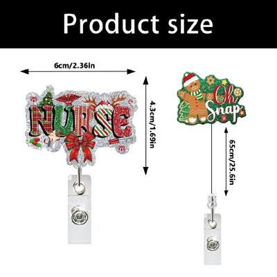 Festival Themed Badge Holder with Metal Clip Retractable Christmas Badge Holder for Doctor Nurse Office School Hospital