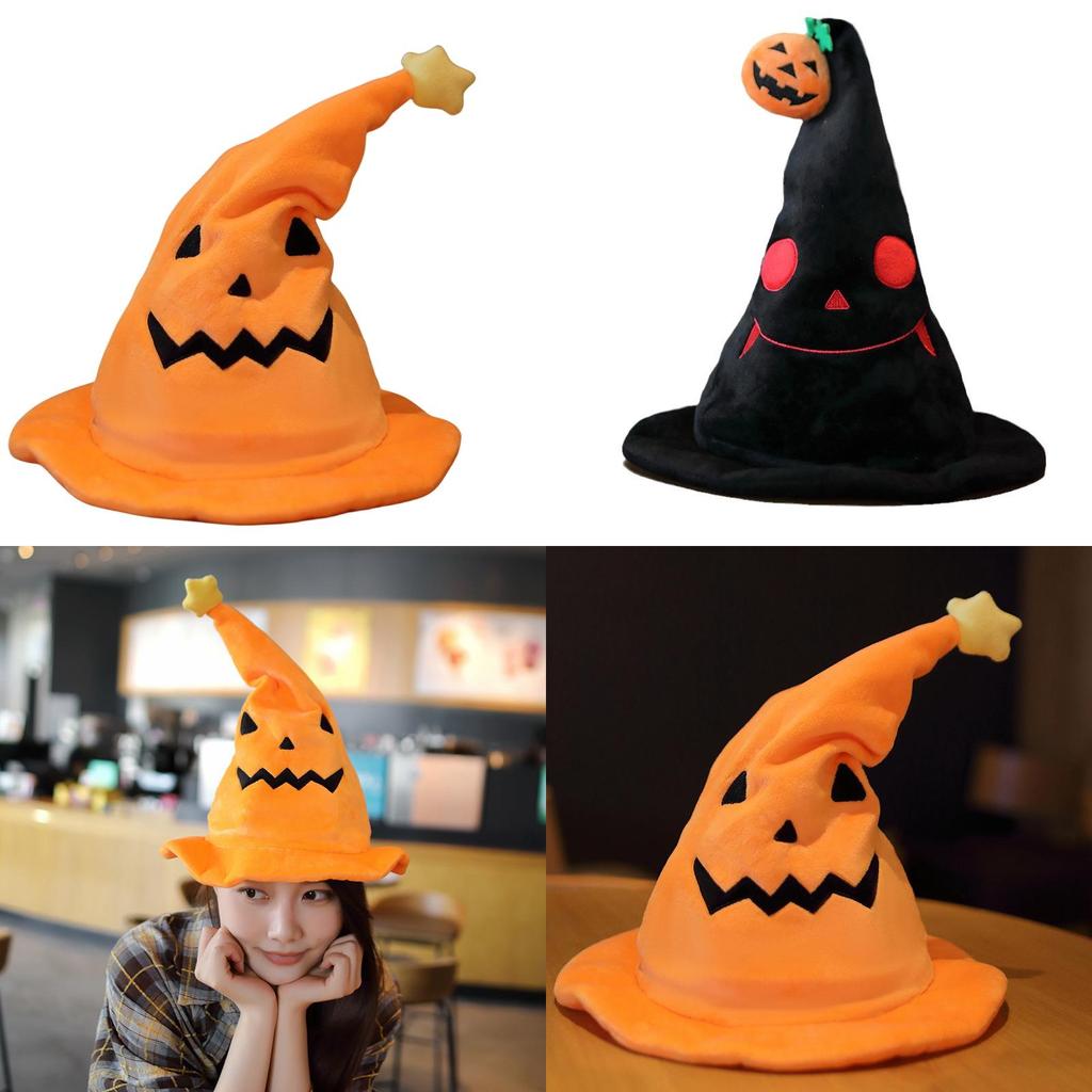 Halloween Electric Pumpkin Elf Hat Ghost Festival Party Costume Plush Toy Yellow 30*30*40cm Black 30*30*40cm