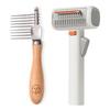 Pet Detangling Grooming Comb 2-in-1 Gentle Undercoat Rake Deshedding Brush Removes Mats Tangles Loose Fur for Long Short Hair Cats Dogs