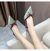 Fuxing - Tacones altos de aguja con punta francesa y lazo para mujer: elegantes sandalias de punta cerrada para el verano