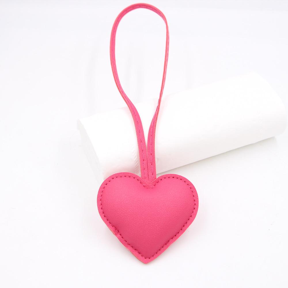 Luggage Leather Heart-shaped Hanging Rope Knotted Hanging Pendant Leather Cotton Filled Peach Heart Bag Decorative Accessories